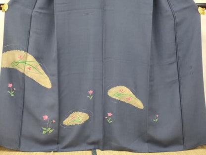 平和屋着物■訪問着 作家物 手描き 刺繍 草花文 金彩 正絹 逸品 AABF8465fw