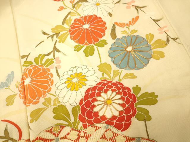 平和屋着物■訪問着 駒刺繍 手描き 扇子枝垂れ花文 暈し染め 金彩 正絹 逸品 AABF8466fw