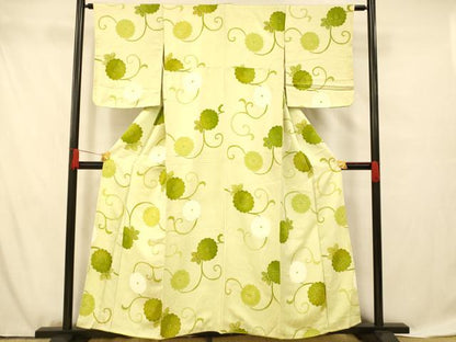 平和屋着物■上質な小紋 地紋起こし 花唐草文 正絹 逸品 未使用 AABF8468fw