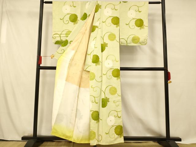 平和屋着物■上質な小紋 地紋起こし 花唐草文 正絹 逸品 未使用 AABF8468fw