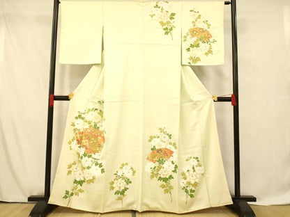 平和屋着物■訪問着 駒刺繍 地紙草花文 金彩 正絹 逸品 AABF8469fw