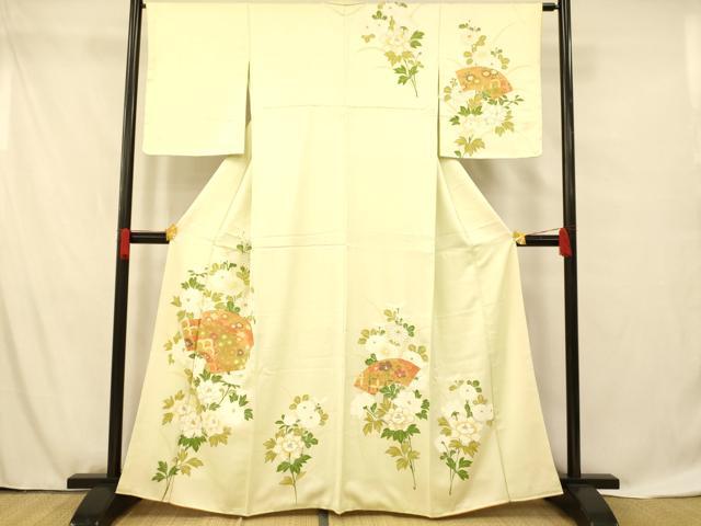 平和屋着物■訪問着 駒刺繍 地紙草花文 金彩 正絹 逸品 AABF8469fw