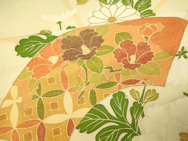平和屋着物■訪問着 駒刺繍 地紙草花文 金彩 正絹 逸品 AABF8469fw