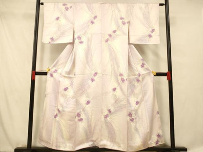 平和屋着物■上質な小紋　草花霞文　暈し染め　銀彩　正絹　逸品　AABF8470fw