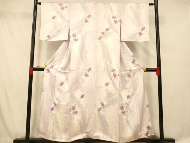 平和屋着物■上質な小紋　草花霞文　暈し染め　銀彩　正絹　逸品　AABF8470fw