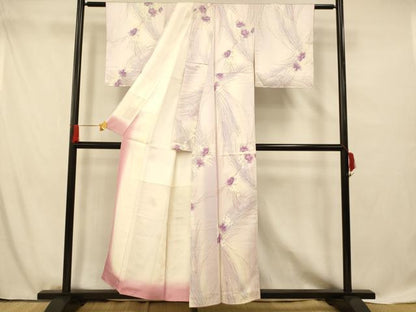 平和屋着物■上質な小紋　草花霞文　暈し染め　銀彩　正絹　逸品　AABF8470fw