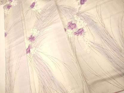 平和屋着物■上質な小紋　草花霞文　暈し染め　銀彩　正絹　逸品　AABF8470fw