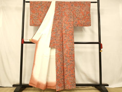 平和屋着物■上質な小紋 更紗花文 正絹 逸品 未使用 AABF8477fw