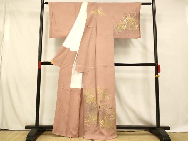 平和屋着物■訪問着　草葉流水文　暈し染め　金彩　正絹　逸品　AABF8484fw