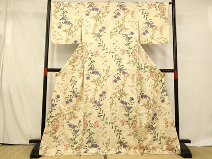 平和屋着物■小紋　草花文　洗える着物　AABF8486fw