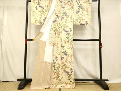 平和屋着物■小紋　草花文　洗える着物　AABF8486fw