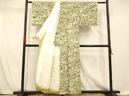 平和屋着物■上質な小紋　型染め　松文　正絹　逸品　AABF8487fw