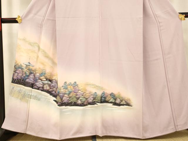 平和屋着物■訪問着　手描き　風景文　暈し染め　正絹　逸品　AABF8492fw