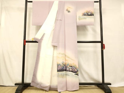 平和屋着物■訪問着　手描き　風景文　暈し染め　正絹　逸品　AABF8492fw