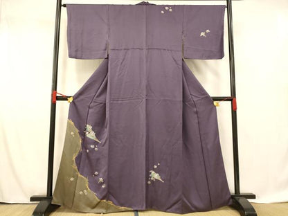 平和屋着物■訪問着　枝梅扇子文　金銀彩　正絹　逸品　AABF8494fw