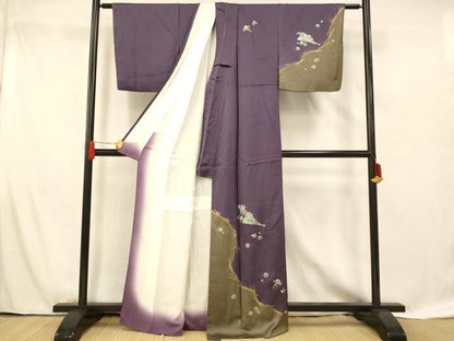 平和屋着物■訪問着　枝梅扇子文　金銀彩　正絹　逸品　AABF8494fw