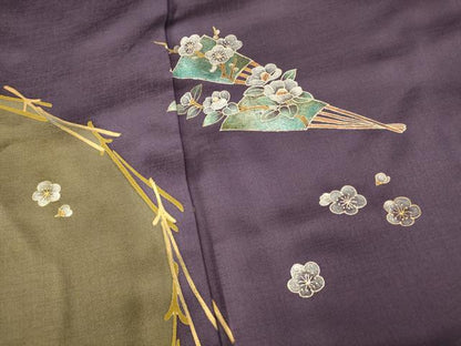 平和屋着物■訪問着　枝梅扇子文　金銀彩　正絹　逸品　AABF8494fw