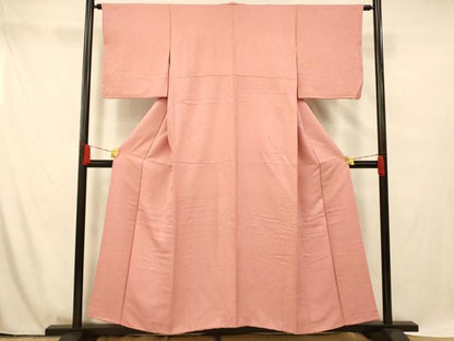 平和屋着物■上質な色無地 霞地紋 珊瑚色 正絹 逸品 AABF8503fw