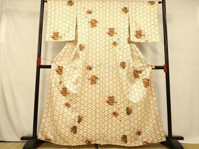 平和屋着物■上質な小紋 御所車太鼓文 金彩 正絹 逸品 AABF8513fw
