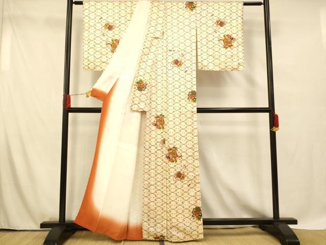 平和屋着物■上質な小紋 御所車太鼓文 金彩 正絹 逸品 AABF8513fw