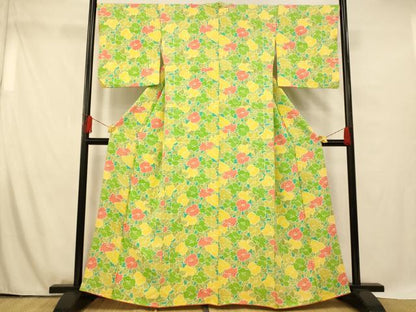 平和屋着物■上質な小紋 草花文 正絹 逸品 AABF8514fw
