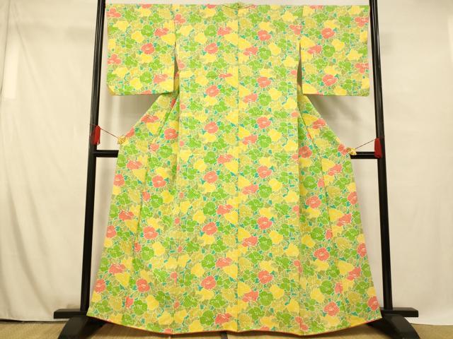 平和屋着物■上質な小紋 草花文 正絹 逸品 AABF8514fw
