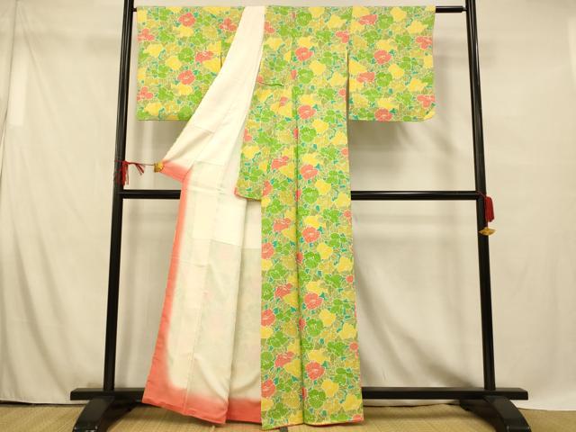 平和屋着物■上質な小紋 草花文 正絹 逸品 AABF8514fw