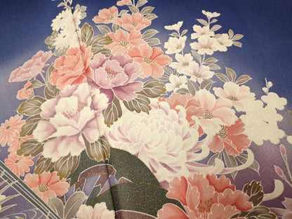 平和屋着物■訪問着 花鳥熨斗文 暈し染め 金彩 正絹 逸品 AABF8515fw