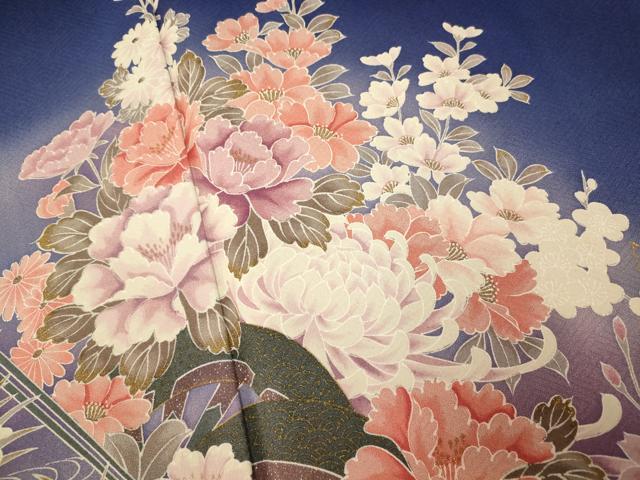 平和屋着物■訪問着 花鳥熨斗文 暈し染め 金彩 正絹 逸品 AABF8515fw