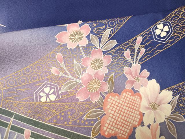 平和屋着物■訪問着 花鳥熨斗文 暈し染め 金彩 正絹 逸品 AABF8515fw