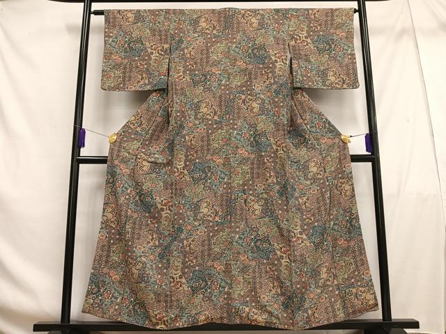 平和屋着物■上質な小紋 更紗花鳥文 正絹 逸品 AABF8524oa