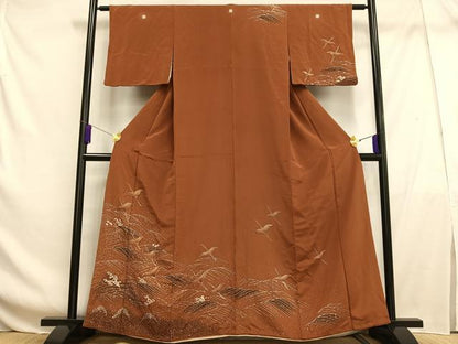 平和屋着物■訪問着 飛鶴立波文 暈し染め 金彩 正絹 逸品 AABF8527oa