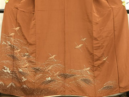 平和屋着物■訪問着 飛鶴立波文 暈し染め 金彩 正絹 逸品 AABF8527oa