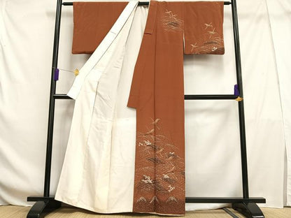 平和屋着物■訪問着 飛鶴立波文 暈し染め 金彩 正絹 逸品 AABF8527oa