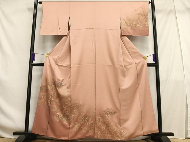 平和屋着物■訪問着 刺繍 地紙草花文 暈し染め 金糸 金彩 正絹 逸品 AABF8528oa