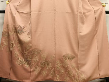 平和屋着物■訪問着 刺繍 地紙草花文 暈し染め 金糸 金彩 正絹 逸品 AABF8528oa