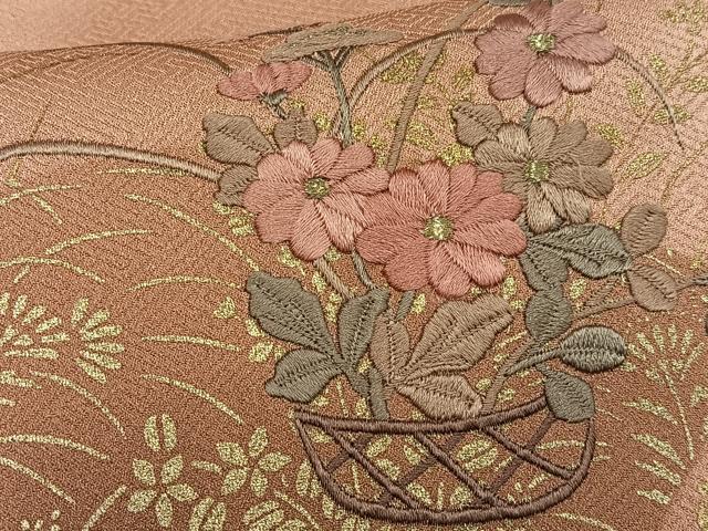 平和屋着物■訪問着 刺繍 地紙草花文 暈し染め 金糸 金彩 正絹 逸品 AABF8528oa