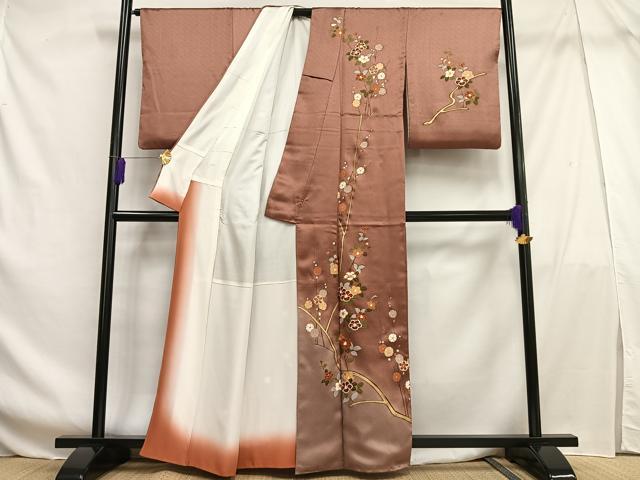 平和屋着物■訪問着 枝花文 暈し染め 金彩 正絹 逸品 AABF8529oa