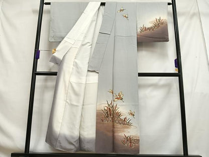 平和屋着物■訪問着 飛鶴文 暈し染め 金彩 正絹 逸品 AABF8543oa