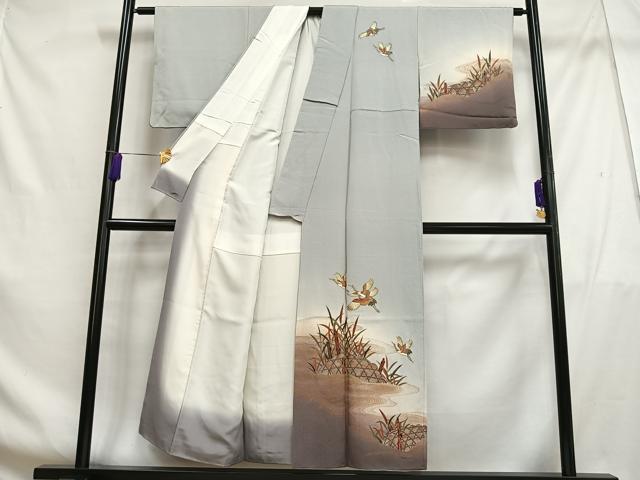 平和屋着物■訪問着 飛鶴文 暈し染め 金彩 正絹 逸品 AABF8543oa