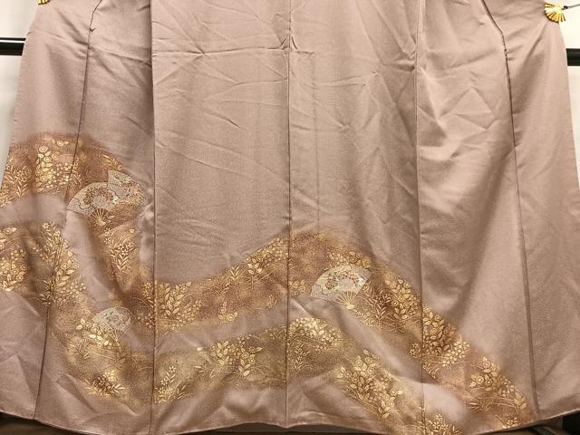 平和屋着物■中国三大刺繍　汕頭刺繍　スワトウ刺繍　訪問着　扇面草花文　暈し染め　金彩　正絹　逸品　AABF8546oa