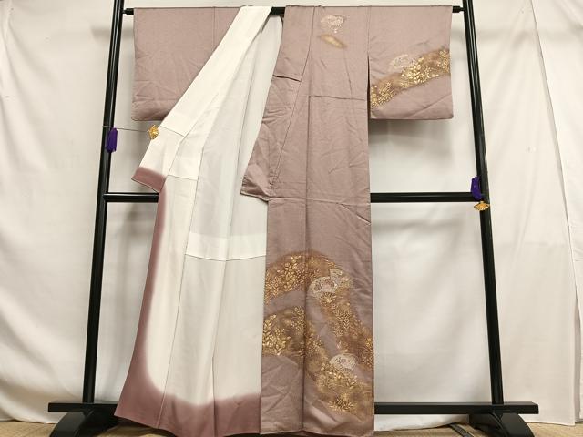 平和屋着物■中国三大刺繍　汕頭刺繍　スワトウ刺繍　訪問着　扇面草花文　暈し染め　金彩　正絹　逸品　AABF8546oa