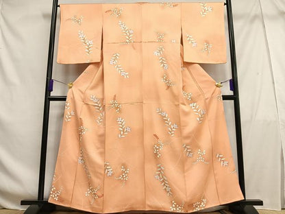 平和屋着物■上質な小紋 枝花文 正絹 逸品 AABF8550oa