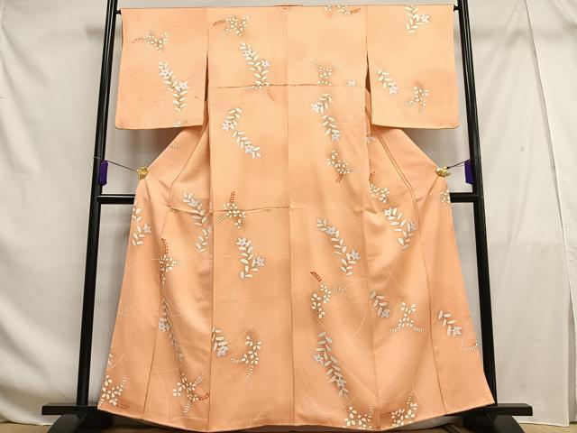 平和屋着物■上質な小紋 枝花文 正絹 逸品 AABF8550oa
