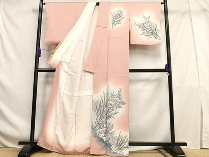 平和屋着物■訪問着 枝葉シルエット 暈し染め 正絹 逸品 AABF8551oa