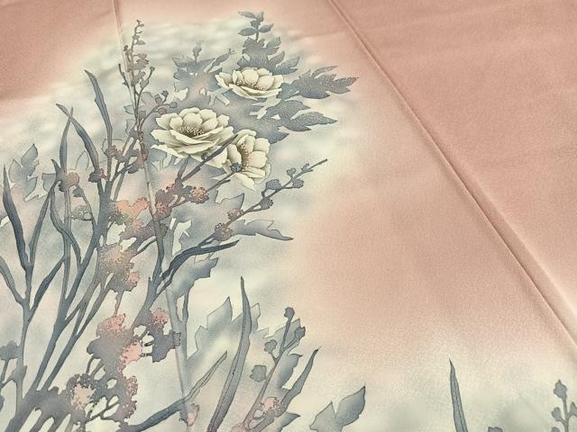 平和屋着物■訪問着 枝葉シルエット 暈し染め 正絹 逸品 AABF8551oa
