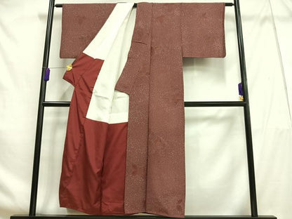 平和屋着物■上質な小紋 枝葉文 正絹 逸品 AABF8553oa