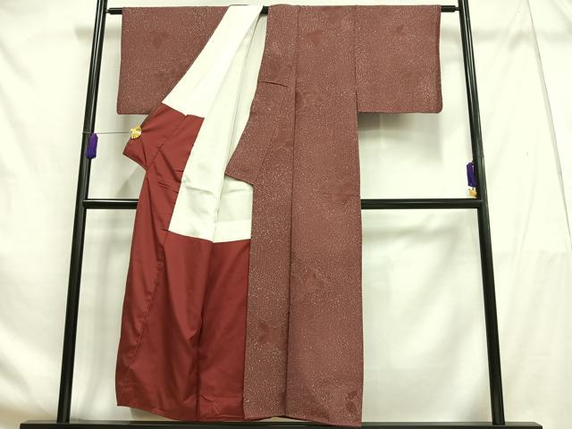 平和屋着物■上質な小紋 枝葉文 正絹 逸品 AABF8553oa