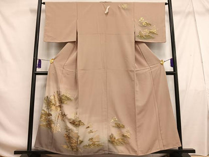 平和屋着物■訪問着 小舟樹林文 暈し染め 金彩 正絹 逸品 未使用 AABF8561oa