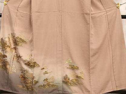 平和屋着物■訪問着 小舟樹林文 暈し染め 金彩 正絹 逸品 未使用 AABF8561oa